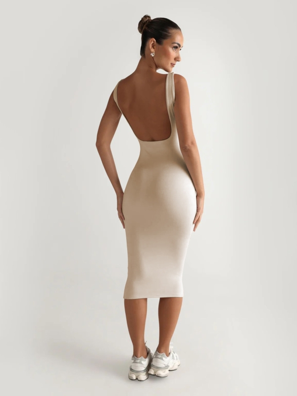 Backless Slim Fit Midi Dress