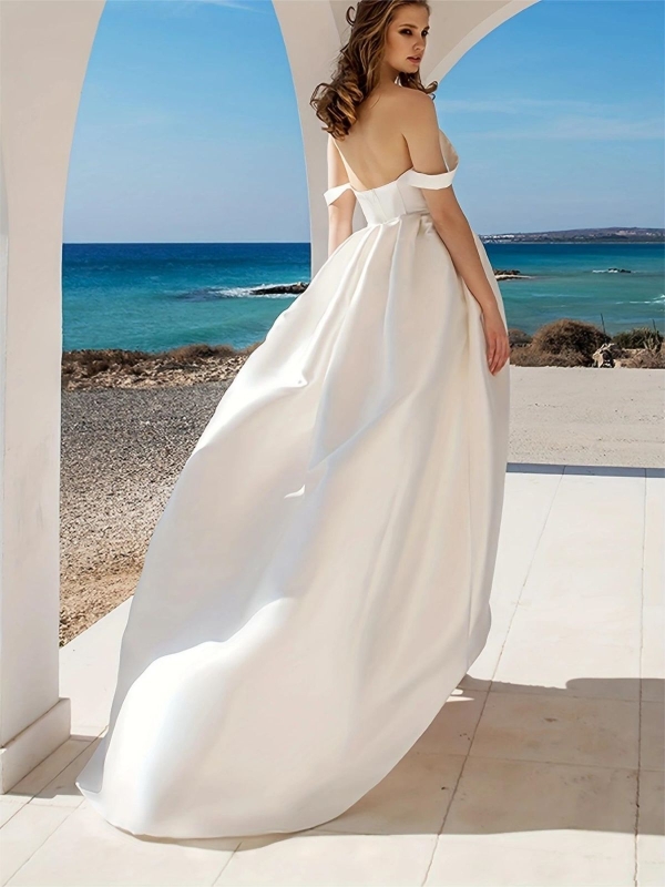 Shoulder Straps Plain Maxi A-Line Wedding Dress